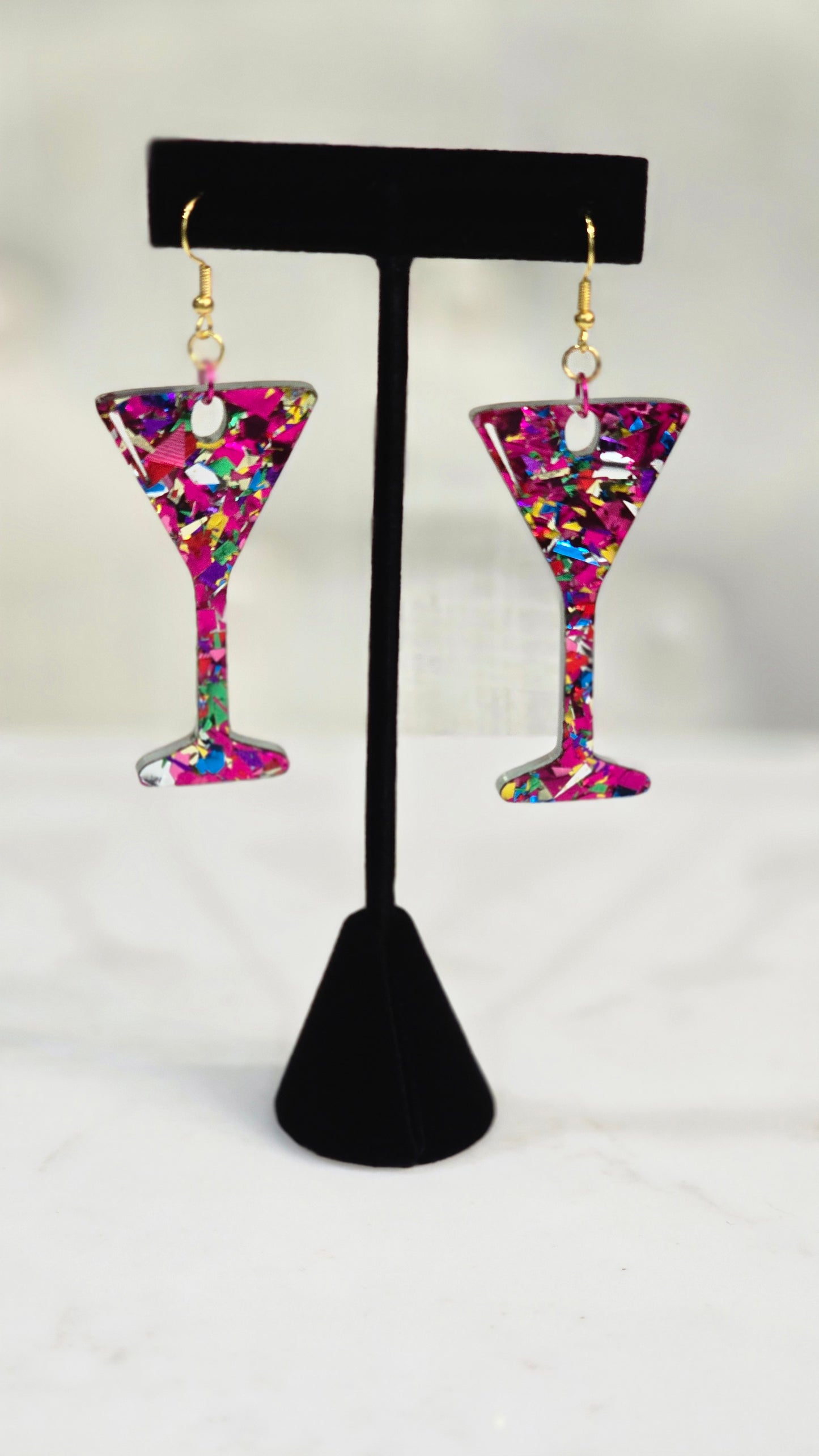 Sparkling Drinkware Earrings Set – Wine, Cocktail, Margarita Glasses
