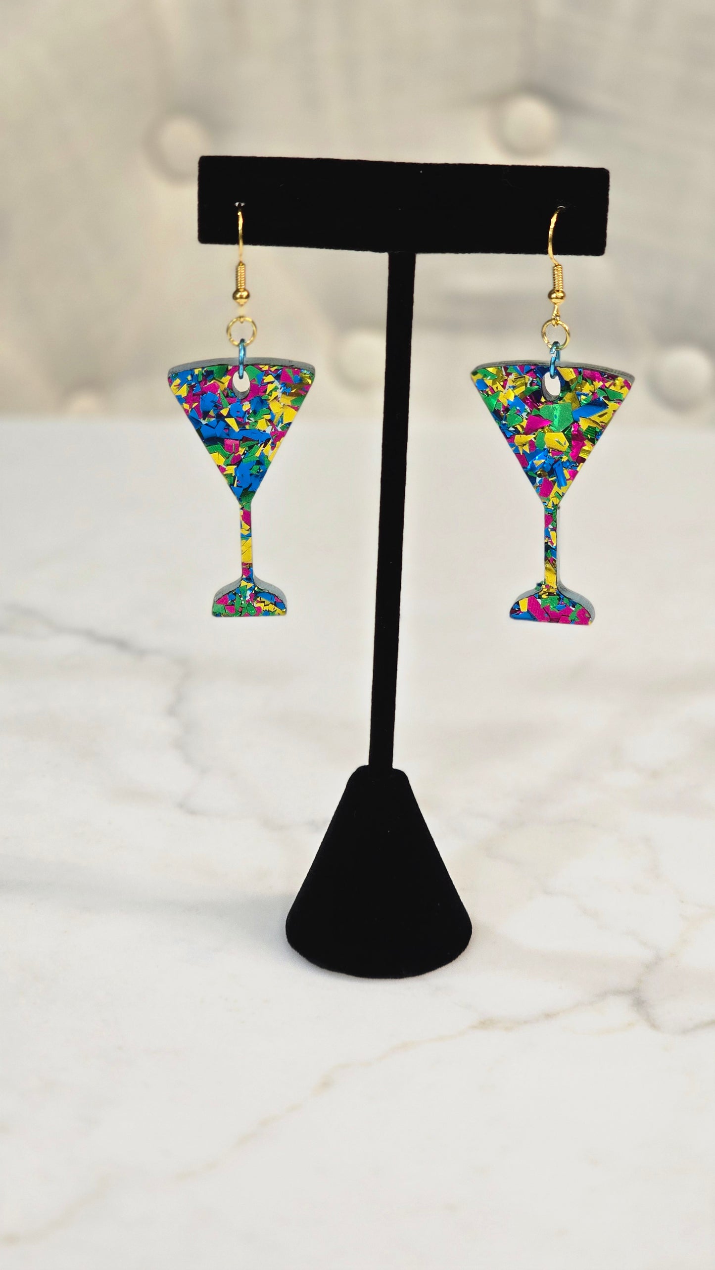 Sparkling Drinkware Earrings Set – Wine, Cocktail, Margarita Glasses