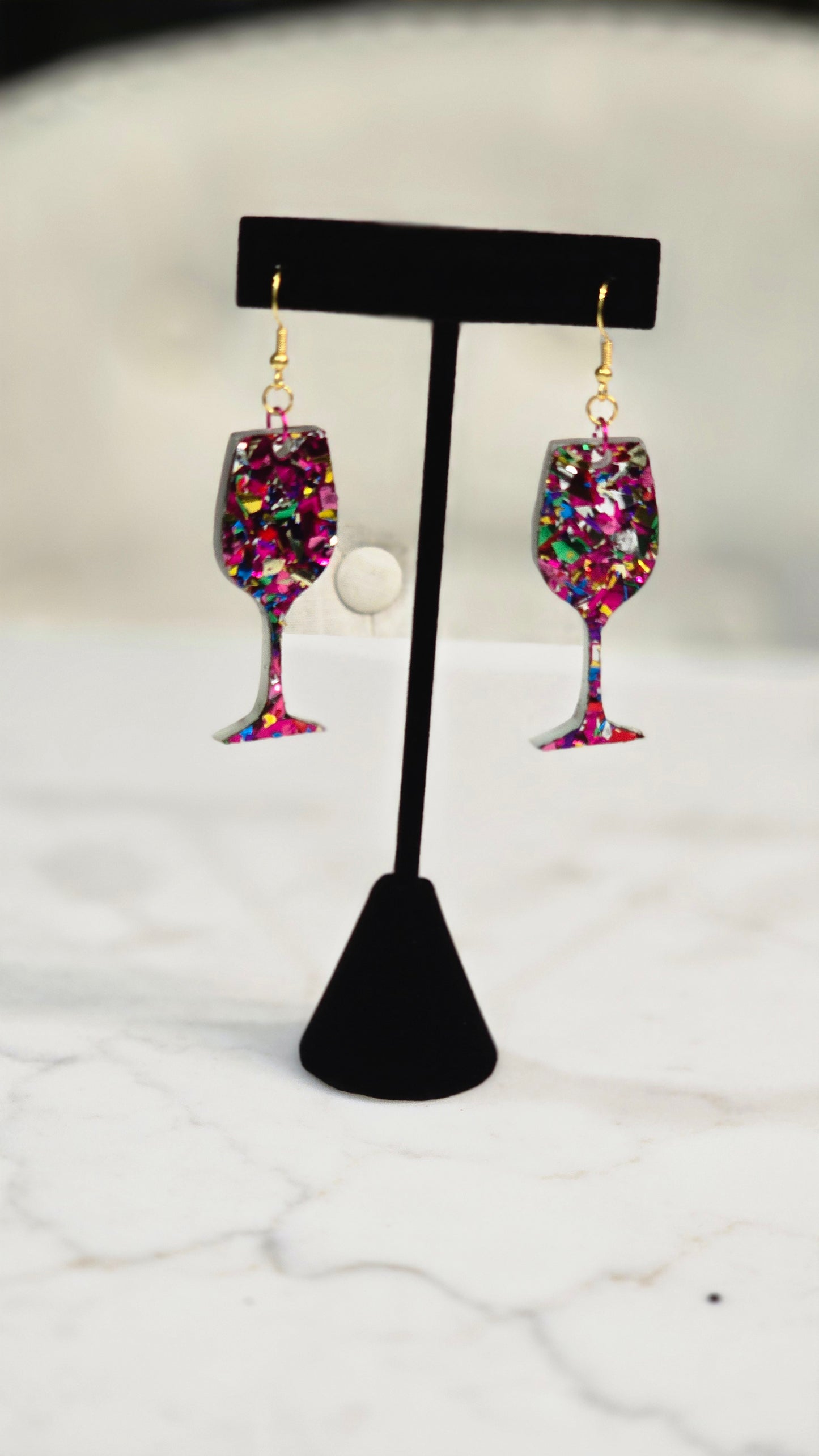 Sparkling Drinkware Earrings Set – Wine, Cocktail, Margarita Glasses