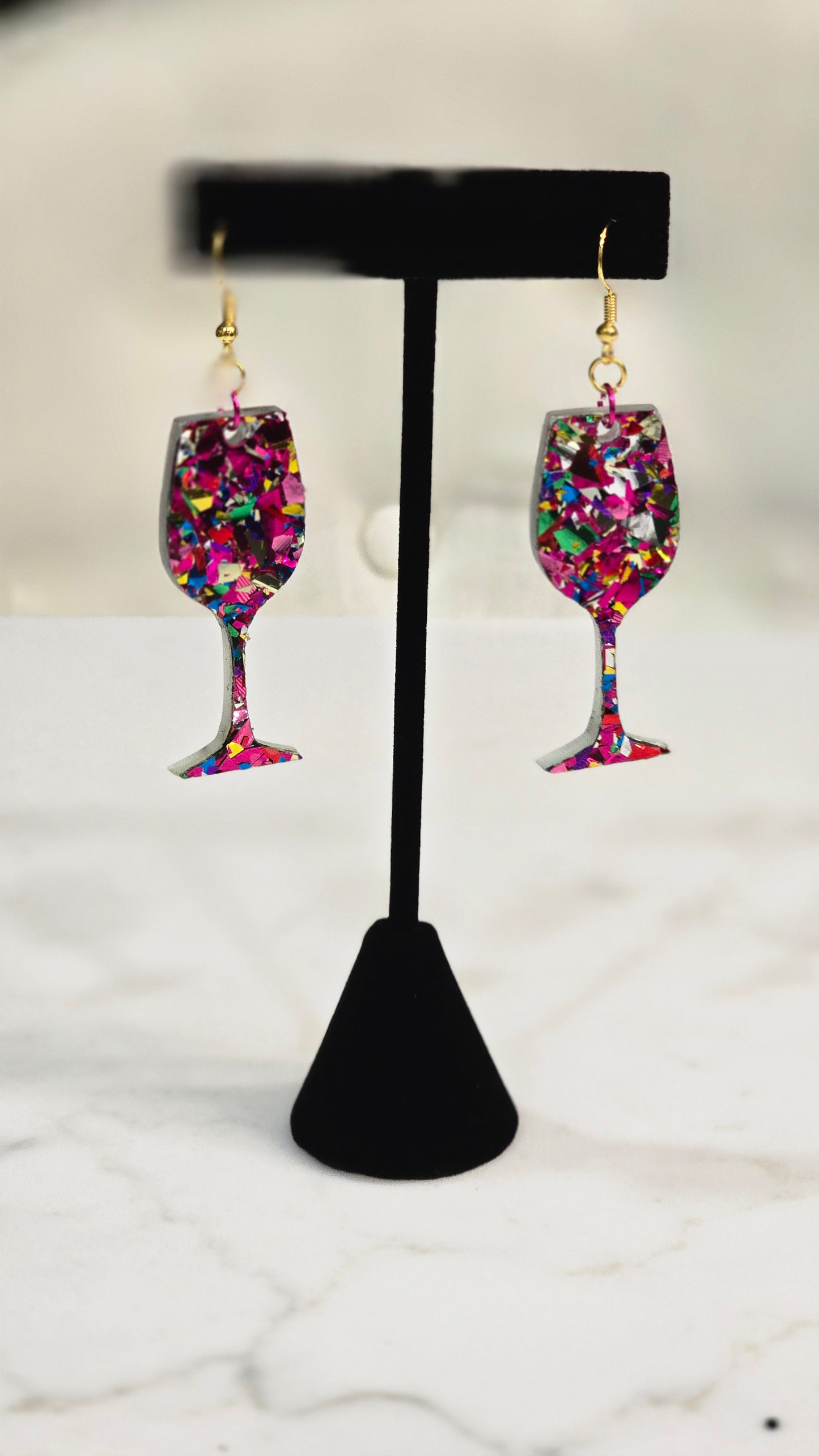 Sparkling Drinkware Earrings Set – Wine, Cocktail, Margarita Glasses