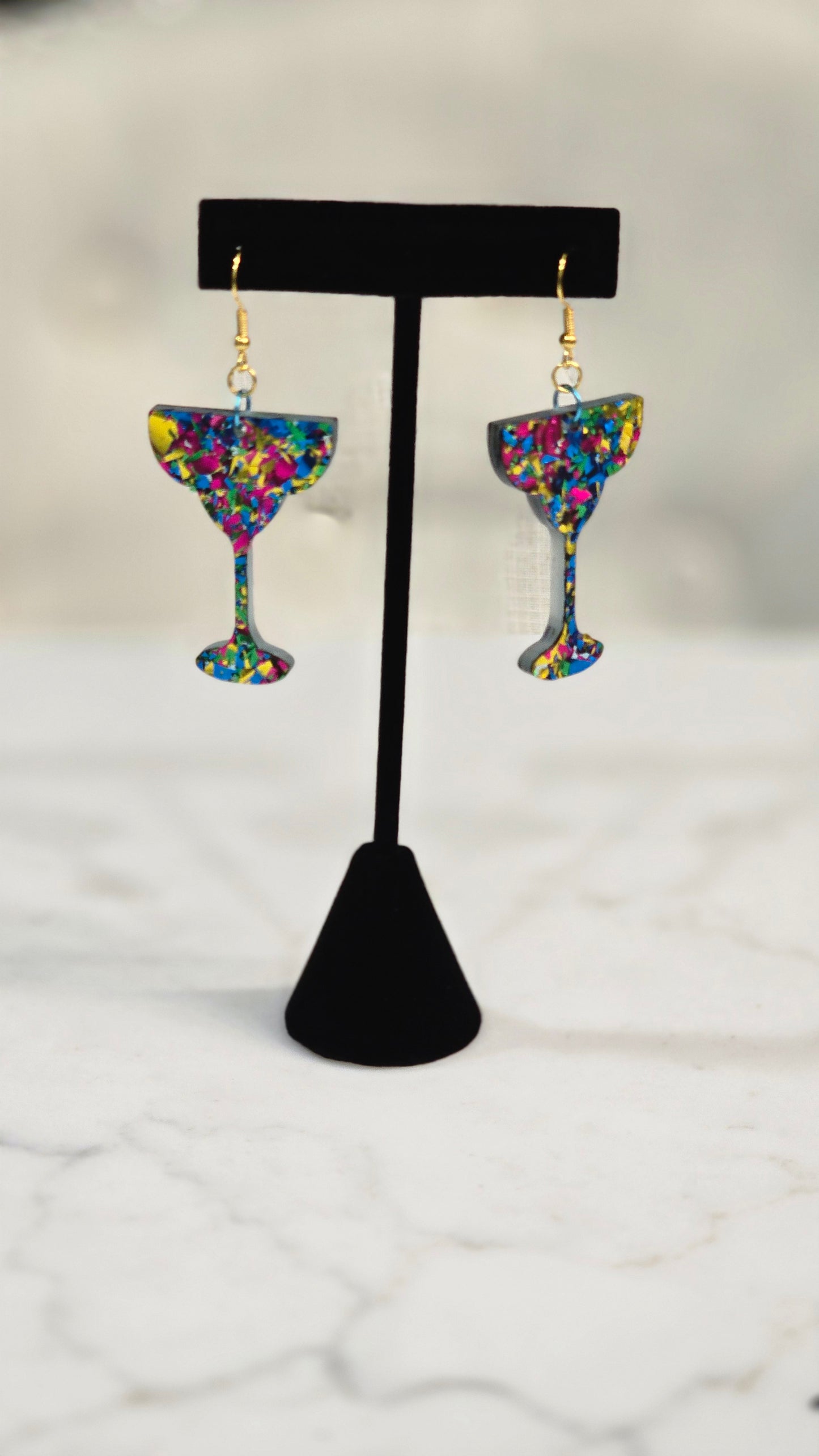 Sparkling Drinkware Earrings Set – Wine, Cocktail, Margarita Glasses
