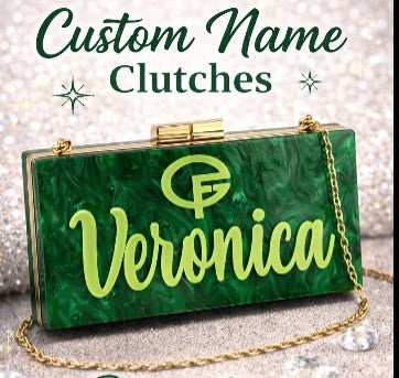 1927 Green & Yellow Personalized Clutch